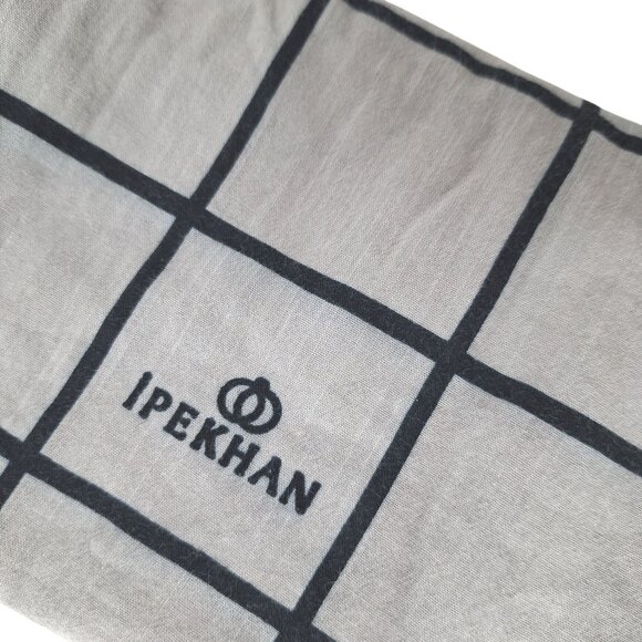 IPEKHAN 100% Cotton Turkish Shawl Wrap Fashion Scarf Gray Black Checkered - Picture 3 of 6